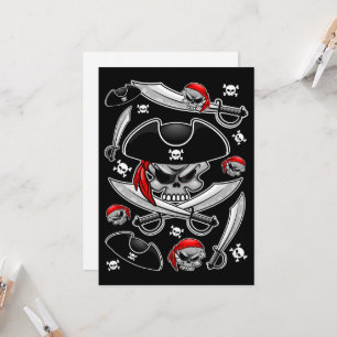 Pirate Skull mit Crossed Sabers Einladung