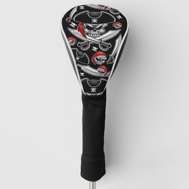 Pirate Skull mit Crossed Sabers Golf Headcover (Vorderseite)