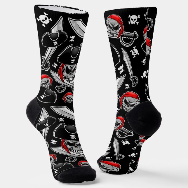 Pirate Skull mit Crossed Sabers Socken (Gewinkelt)