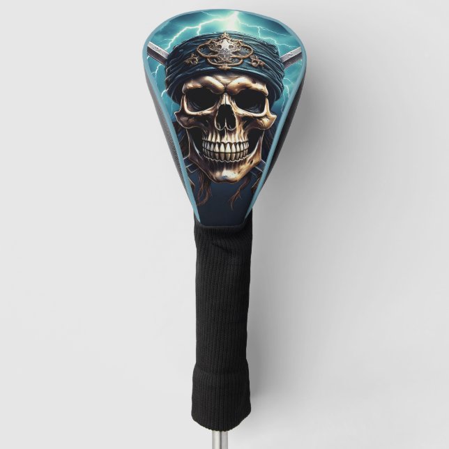 Pirate Skull mit Schwerter Golf Head Cover Golf Headcover (Vorderseite)