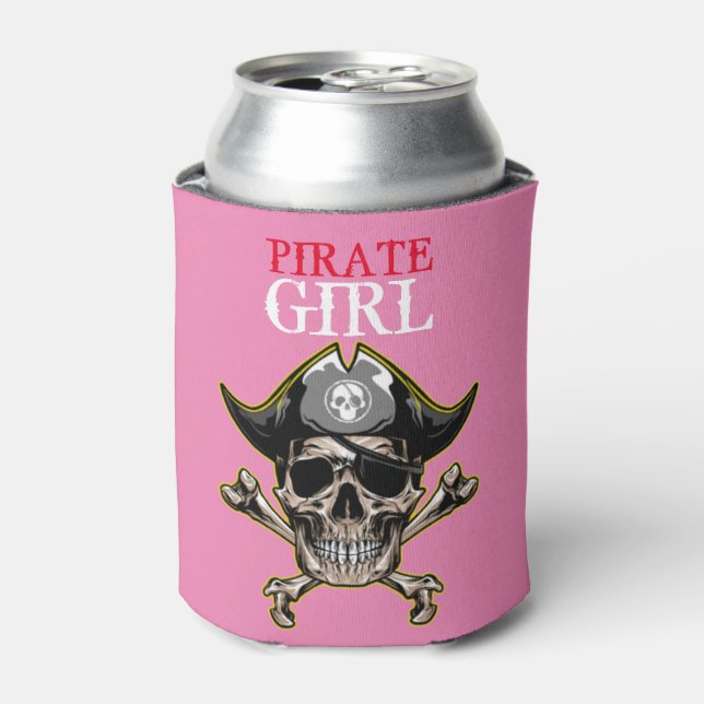 PIRATE SKULL PINK GIRL KANN COOLER DOSENKÜHLER (Kanne Vorderseite)