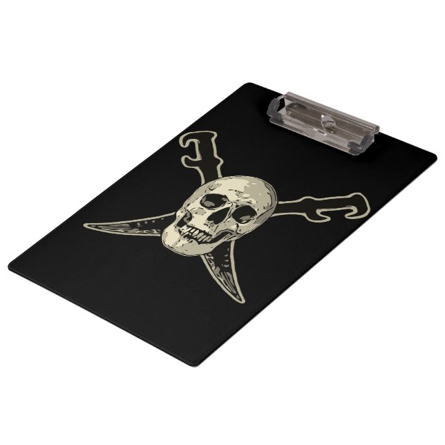 Pirate (Skull) - Schwarze Zwischenablage Klemmbrett (Schrägansicht)
