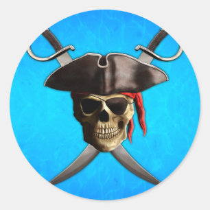 Pirate Skull Schwerter Runder Aufkleber