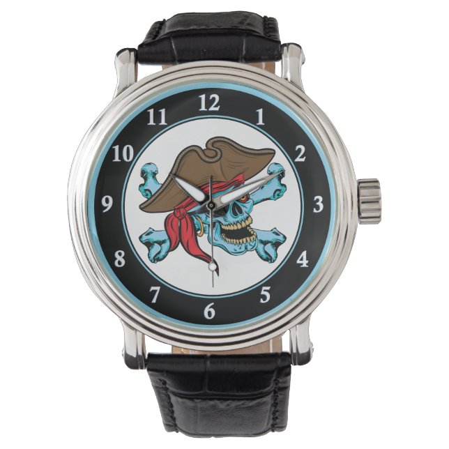 Pirate Skull und Crossbones Armbanduhr (Vorderseite)