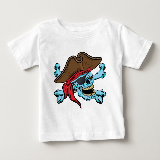 Pirate Skull und Crossbones Baby T-shirt (Vorderseite)