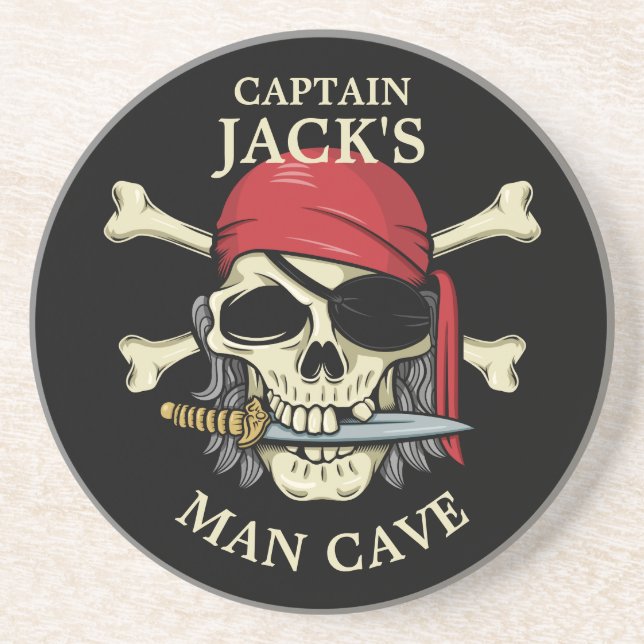 Pirate Skull und Crossbones Man Cave Getränkeuntersetzer (Vorne)