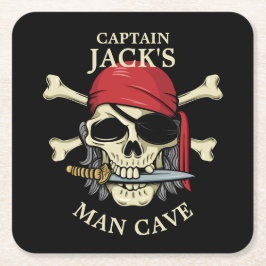 Pirate Skull und Crossbones Man Cave Rechteckiger Pappuntersetzer