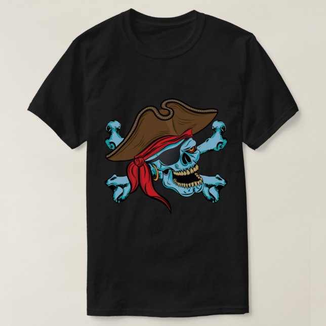 Pirate Skull und Crossbones T-Shirt (Design vorne)