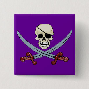 Pirate Skull und Crossed Cutlasses Creepy Art Button
