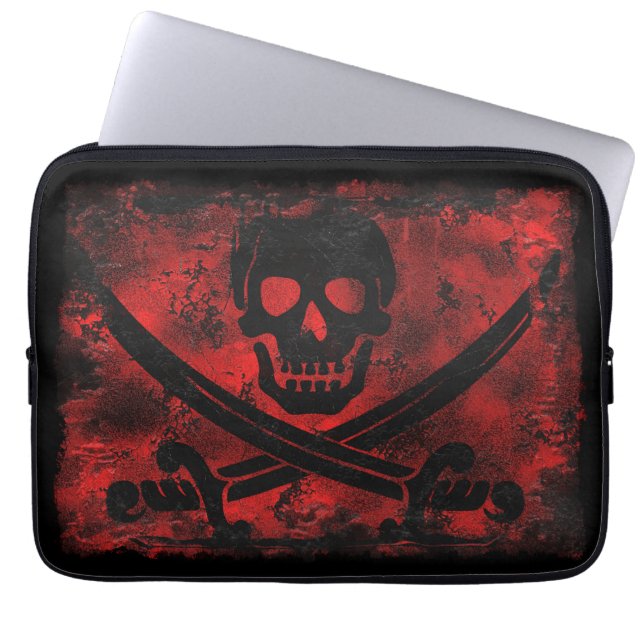 Pirate Skull und Crossed Cutlasses Creepy Art Laptopschutzhülle (Vorderseite)