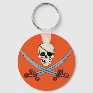 Pirate Skull und Crossed Cutlasses Creepy Art Schlüsselanhänger