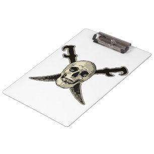 Pirate (Skull) - White Clipboard Klemmbrett