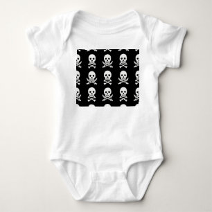 Pirate Skulls Crossbones Nahtloses Muster Baby Strampler