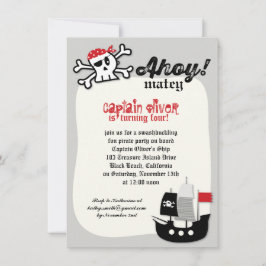 Pirate Skulls & Ship Kindergeburtstag Party Einlad Einladung