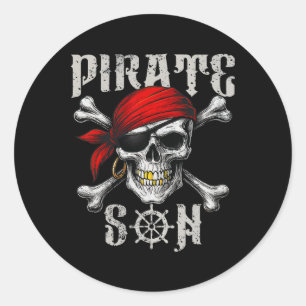 Pirate Son Piratenflagge Flag und Skull Crossbones Runder Aufkleber