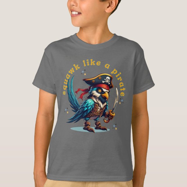 Pirate Sparrow Squawk Funny Talk like a Pirate T-Shirt (Vorderseite)