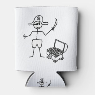 Pirate Stickman mit Schatztruhe Dosenkühler