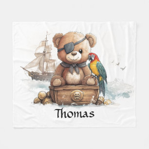 Pirate Teddy Bear Adventure - Customizable Fleecedecke
