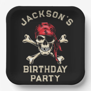 Pirate Thema Party Adult Salty Skull Black 2 Pappteller