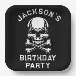 Pirate Thema Party Adult Schiff's Skull Black 2 Pappteller