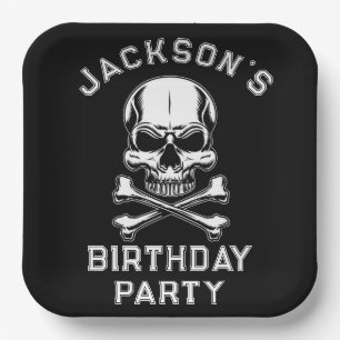 Pirate Thema Party Adult Schiff's Skull Black 2 Pappteller