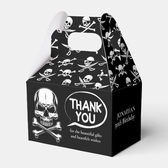 Pirate Thema Party Adult Schiff's Skull Black Geschenkschachtel (Rückseite)