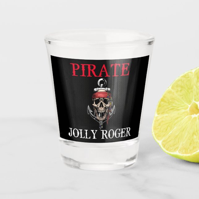 Pirate Thema Party Erwachsene RED NAUTICAL Schnapsglas (Vorderseite)