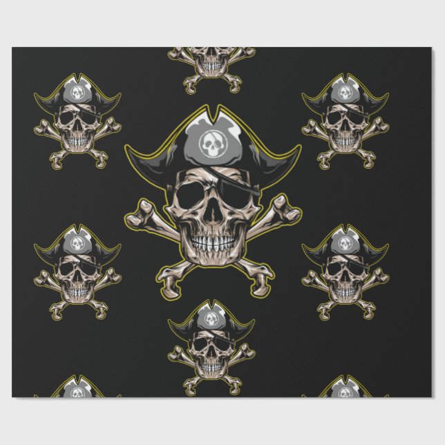 Pirate Thema Party Erwachsene Skull Knochen Geschenkpapier (Flach)