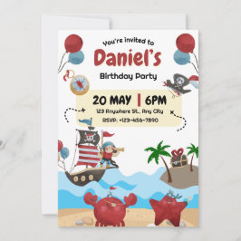 Pirate Thème Anniversaire Fête Invitation