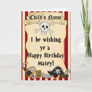 Pirate Theme Enfant Bonne Carte Anniversaire