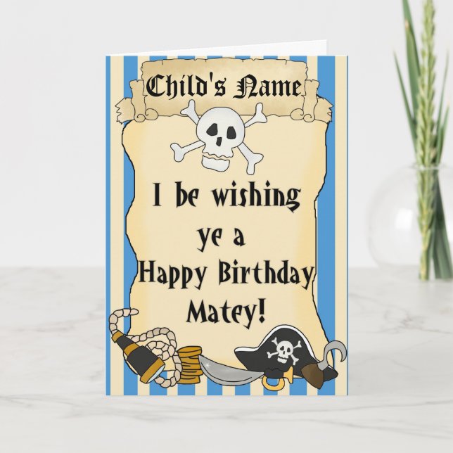 Pirate Theme Enfant Joyeux Anniversaire Carte 2 (Devant)