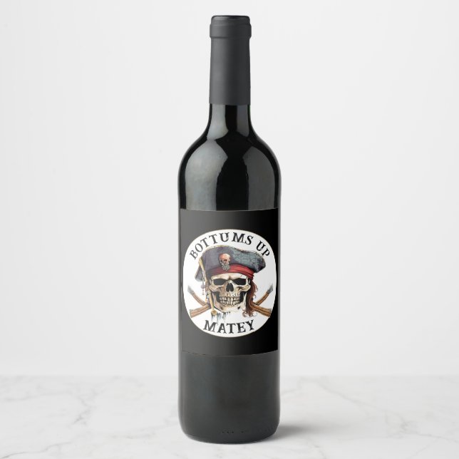 Pirate Theme Party Adult Schiffskapitän Skull 8 Weinetikett (Vorderseite)
