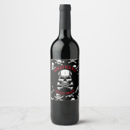 Pirate theme Party Adult Ship Skull Black Weinetikett