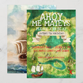Pirate Theme Party | Wasserfarben-Karte Einladung