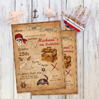 Pirate Themed Birthday Party Einladung