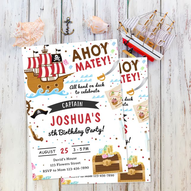 Pirate Themed Birthday Party Einladung (Von Creator hochgeladen)