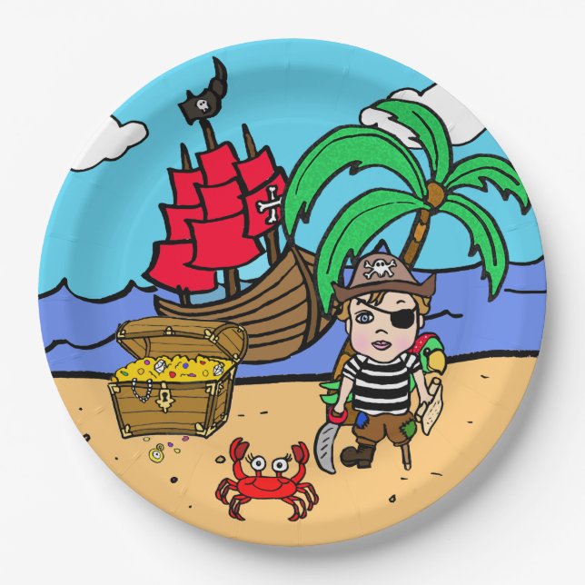 Pirate Themed Birthday Party Pappteller (Vorderseite)