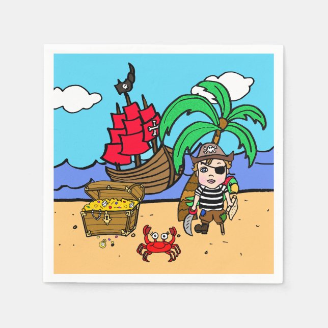 Pirate Themed Boys Geburtstagsparty Serviette (Vorderseite)