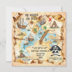 Pirate Themed Schatzkarte Geburtstagspartei Einladung