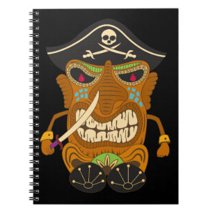 Pirate Tiki Statue, Funny Black Notizblock