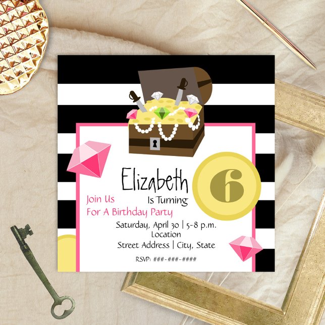 Pirate Treasure Brustmünzen & Juwelen Geburtstag Einladung (Von Creator hochgeladen)