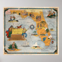 Pirate Treasure Chart of Florida Poster