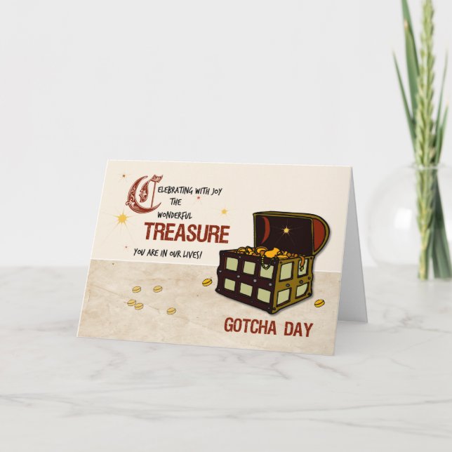 Pirate Treasure Gotcha Day, Junge Karte (Vorderseite)