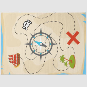 Pirate Treasure Karte Cartoon Illustration Seidenpapier