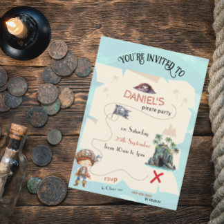 Pirate Treasure Karte Kinder Party Einladung