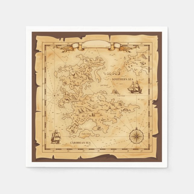 Pirate Treasure Karte Serviette (Vorderseite)