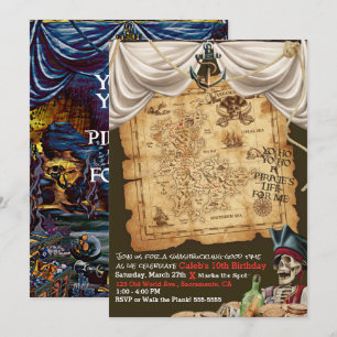 Pirate Treasure Map Under Sea Birthday Party Einladung