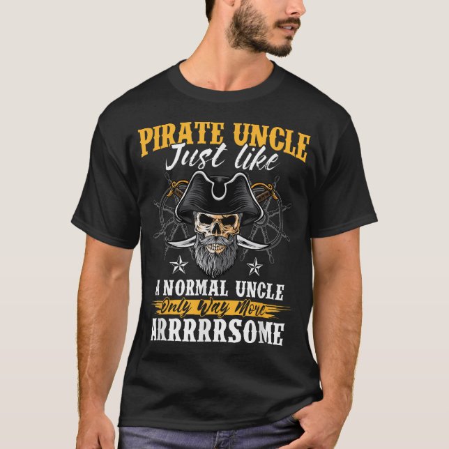 Pirate Uncle Jolly Roger Freebooter  T-Shirt (Vorderseite)