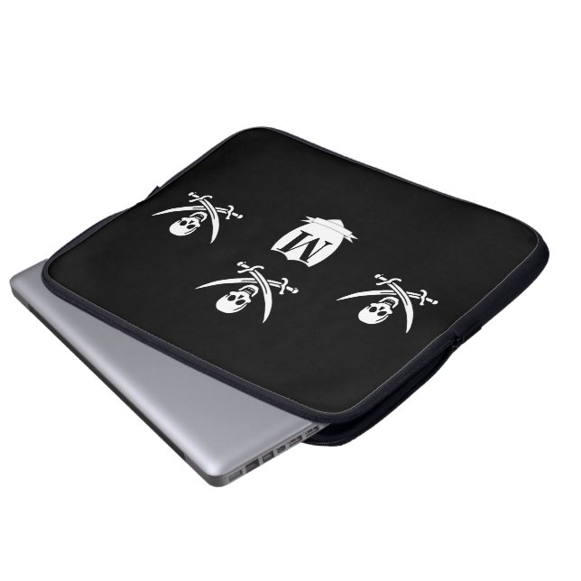 Pirate und Monogramm Laptopschutzhülle (Vorne Knopf)