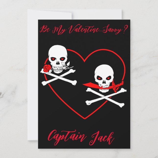 Pirate Valentine Piratenflagge Feiertagskarte (Vorderseite)